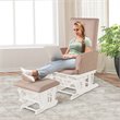 Pemberly Row Contemporary Fabric Rocking Chair Glider & Ottoman Set in Pink