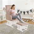 Pemberly Row Contemporary Fabric Rocking Chair Glider & Ottoman Set in Pink