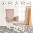 Pemberly Row Contemporary Fabric Rocking Chair Glider & Ottoman Set in Pink