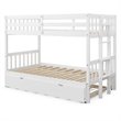 Pemberly Row Wood and PB Twin Over Twin Pull-Out Bunk Bed with Trundle in White