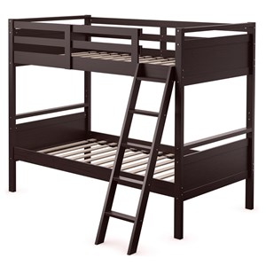 Pemberly Row Contemporary MDF and Wood Twin Over Twin Bunk Bed in Espresso
