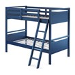 Pemberly Row Contemporary MDF and Wood Twin Over Twin Bunk Bed in Navy