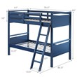 Pemberly Row Contemporary MDF and Wood Twin Over Twin Bunk Bed in Navy