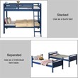 Pemberly Row Contemporary MDF and Wood Twin Over Twin Bunk Bed in Navy