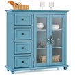 Pemberly Row Drawers & Doors Buffet Sideboard Table Kitchen Storage Cabinet-Blue