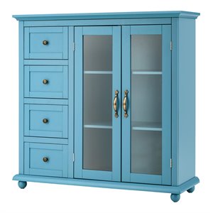 Pemberly Row Drawers & Doors Buffet Sideboard Table Kitchen Storage Cabinet-Blue