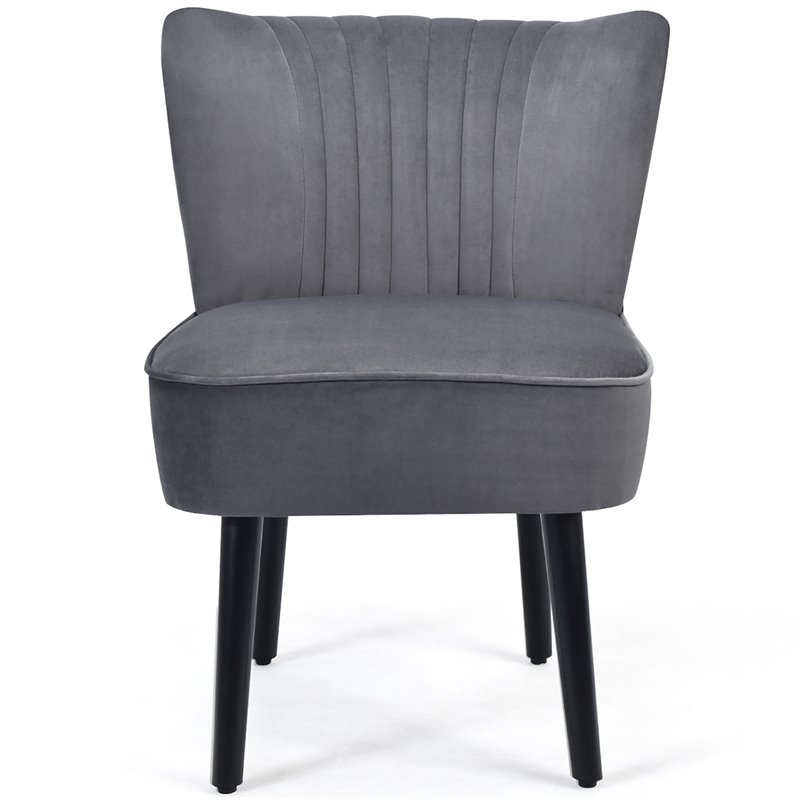 Pemberly Row Rubber Wood and Foam Accent Armless Chair in Dark Gray (Set of 2)
