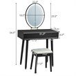 Pemberly Row Touch Screen 3 Lighting Modes Dressing/Makeup Vanity Set in Black