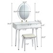 Pemberly Row Touch Screen 3 Lighting Modes Dressing/Makeup Vanity Set in White