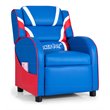 Pemberly Row Leather Kids Gaming Sofa Recliner Armchair w/ Side Pockets in Blue