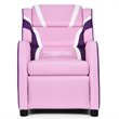 Pemberly Row Leather Kids Gaming Sofa Recliner Armchair w/ Side Pockets in Pink
