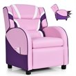 Pemberly Row Leather Kids Gaming Sofa Recliner Armchair w/ Side Pockets in Pink