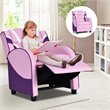 Pemberly Row Leather Kids Gaming Sofa Recliner Armchair w/ Side Pockets in Pink