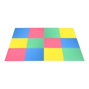 Pemberly Row 12-Pc Interlocking Kid's Puzzle Exercise Play Mats in Multi-Color