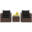 Pemberly Row 3-piece Rattan Patio Furniture Set with Cushions in Black