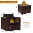 Pemberly Row 3-piece Rattan Patio Furniture Set with Cushions in Black