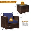 Pemberly Row 3-piece Rattan Patio Furniture Set with Cushions in Navy