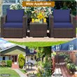 Pemberly Row 3-piece Rattan Patio Furniture Set with Cushions in Navy