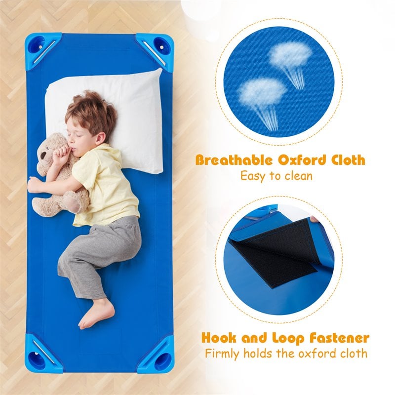 Pemberly Row Stackable Naptime Cot Daycare Rest Mat in Blue (Set of 6)