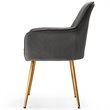 Pemberly Row Velvet Mid-Back Leisure Armchair with Gold Leg in Gray (Set of 2)