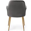 Pemberly Row Velvet Mid-Back Leisure Armchair with Gold Leg in Gray (Set of 2)