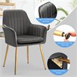 Pemberly Row Velvet Mid-Back Leisure Armchair with Gold Leg in Gray (Set of 2)