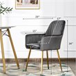 Pemberly Row Velvet Mid-Back Leisure Armchair with Gold Leg in Gray (Set of 2)