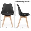 Pemberly Row Contemporary Fabric Dining Chair with Wood Leg in Black (Set of 4)