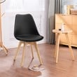Pemberly Row Contemporary Fabric Dining Chair with Wood Leg in Black (Set of 4)