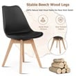 Pemberly Row Contemporary Fabric Dining Chair with Wood Leg in Black (Set of 4)