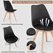 Pemberly Row Contemporary Fabric Dining Chair with Wood Leg in Black (Set of 4)