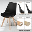 Pemberly Row Contemporary Fabric Dining Chair with Wood Leg in Black (Set of 4)