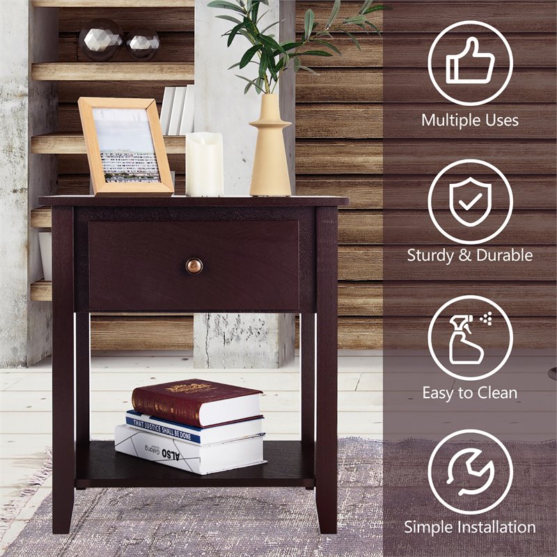 Pemberly Row Nightstand/Bedside Table/Sofa Table/End Table/Accent Table Espresso