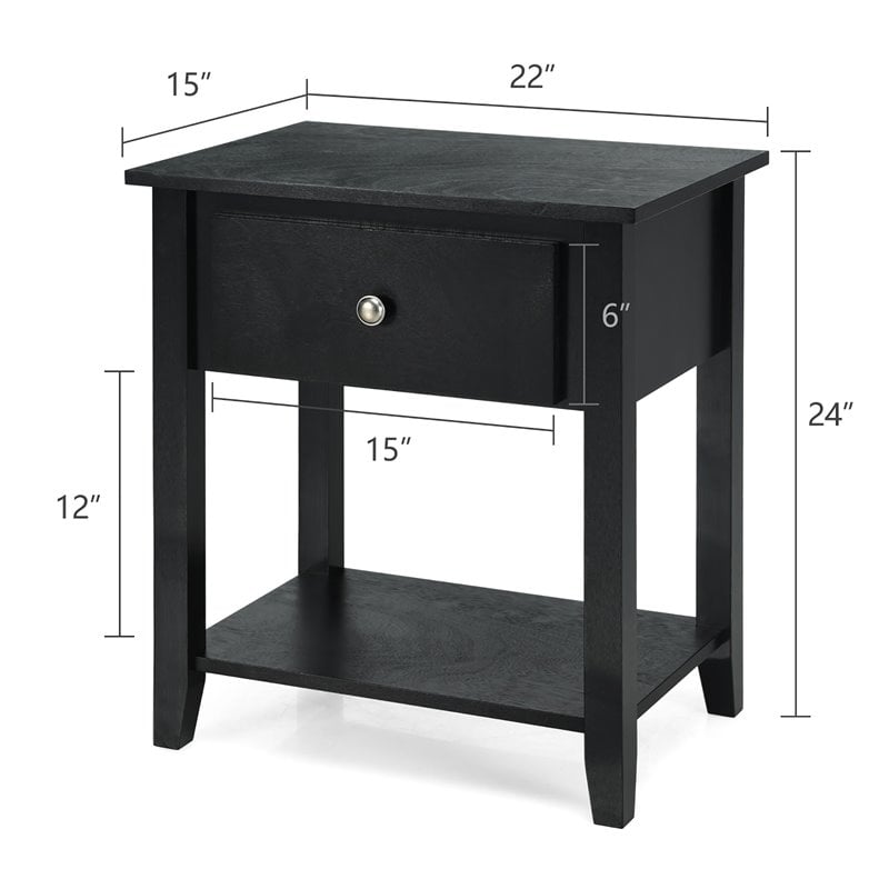 Pemberly Row Nightstand/Bedside Table/Sofa Table/End Table/Accent Table Black
