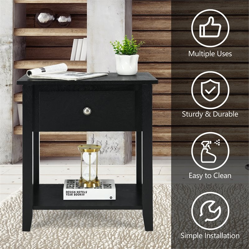 Pemberly Row Nightstand/Bedside Table/Sofa Table/End Table/Accent Table Black