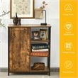 Pemberly Row Storage Cabinet Multipurpose Freestanding Cupboard in Brown/Black