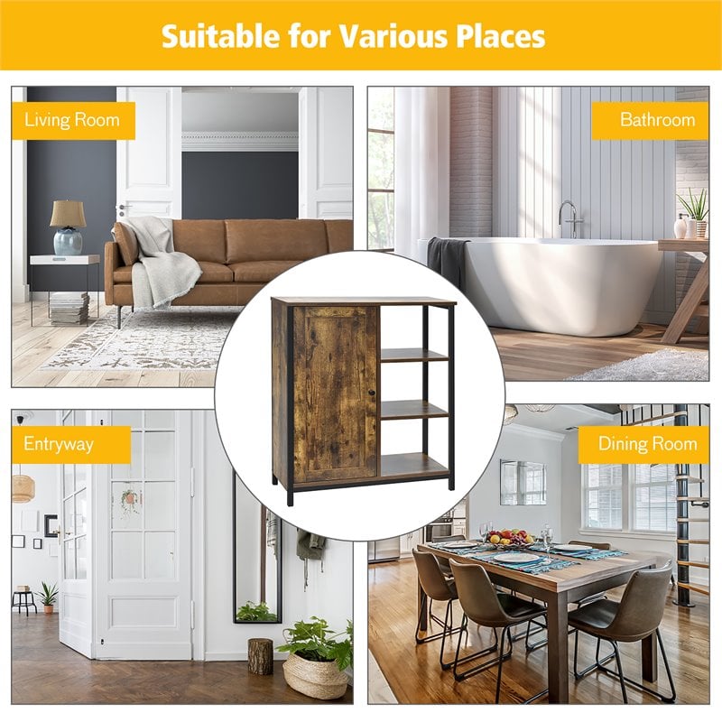 Pemberly Row Storage Cabinet Multipurpose Freestanding Cupboard in Brown/Black