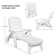 Pemberly Row PP 5-Position Adjustable Folding Lounge Chair with Wheels in White