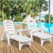 Pemberly Row PP 5-Position Adjustable Folding Lounge Chair with Wheels in White