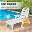 Pemberly Row PP 5-Position Adjustable Folding Lounge Chair with Wheels in White