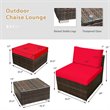 Pemberly Row 5-piece Contemporary Rattan Patio Wicker Furniture Set in Red