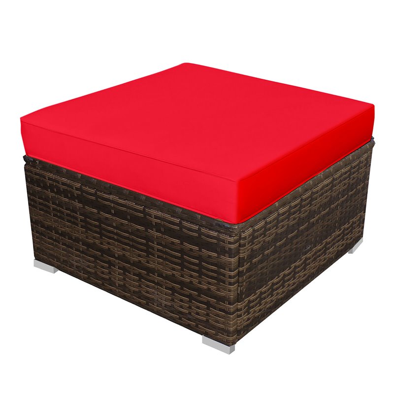Pemberly Row 5-piece Contemporary Rattan Patio Wicker Furniture Set in Red