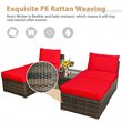 Pemberly Row 5-piece Contemporary Rattan Patio Wicker Furniture Set in Red