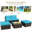 Pemberly Row 5-piece Contemporary Rattan Patio Wicker Furniture Set in Turquoise