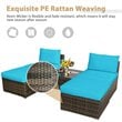Pemberly Row 5-piece Contemporary Rattan Patio Wicker Furniture Set in Turquoise