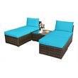 Pemberly Row 5-piece Contemporary Rattan Patio Wicker Furniture Set in Turquoise