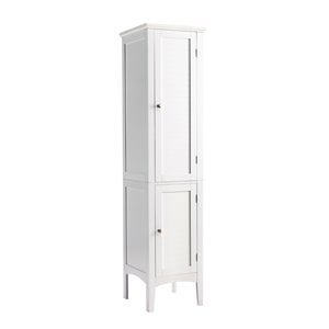 Pemberly Row Freestanding Kitchen Bathroom Storage Linen Tower Cabinet in White