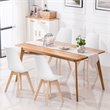 Pemberly Row Contemporary Fabric Dining Chair with Wood Leg in White (Set of 4)