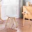 Pemberly Row Contemporary Fabric Dining Chair with Wood Leg in White (Set of 4)
