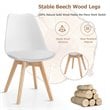 Pemberly Row Contemporary Fabric Dining Chair with Wood Leg in White (Set of 4)